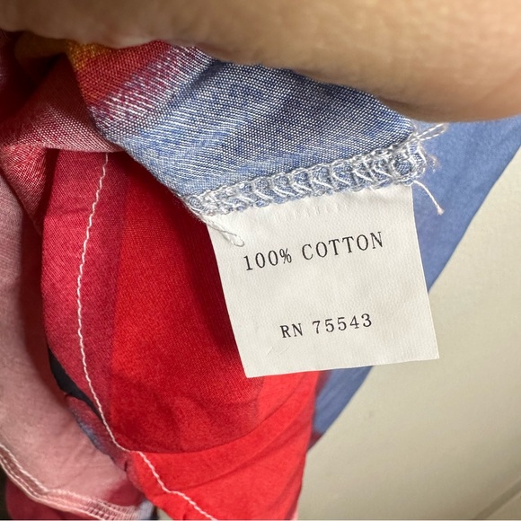 NWT! Radzoli women pearl button down sheer colorful artsy 100% cotton top sz XL - Picture 8 of 8